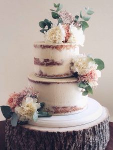 Semi naked 2 tier wedding cake