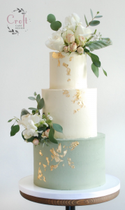 Sage green buttercream wedding cake