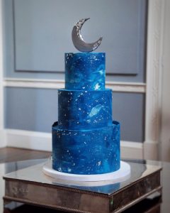 Night sky and stars wedding cake