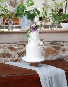 Small garden style wedding cake